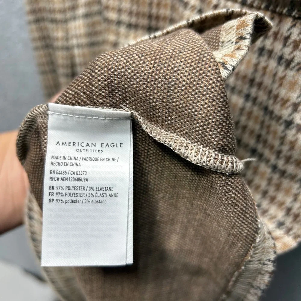American Eagle Pinafore Dress Women M‎ Brown Houndstooth Academic Dark Academia - Picture 6 of 8